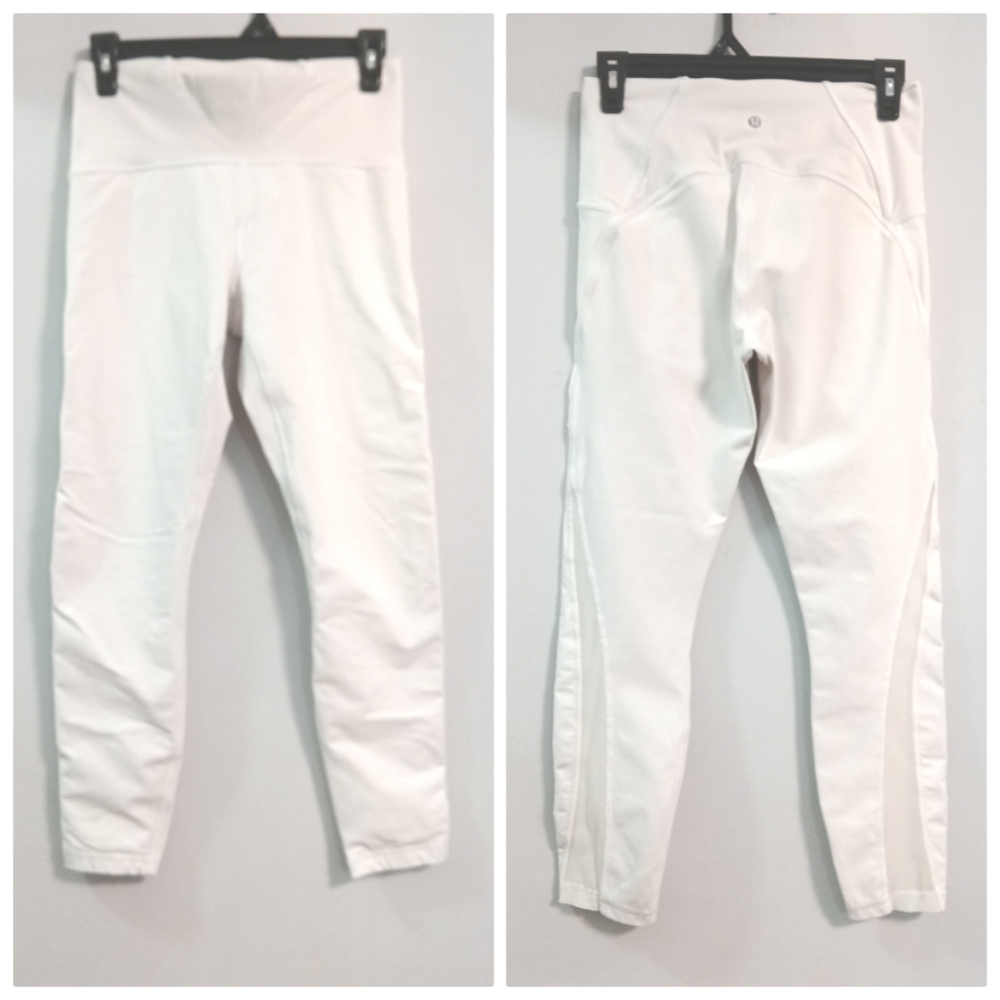 Lululemon Train Times 7/8 Leggings with Side Panel Mesh *25" White Size 8